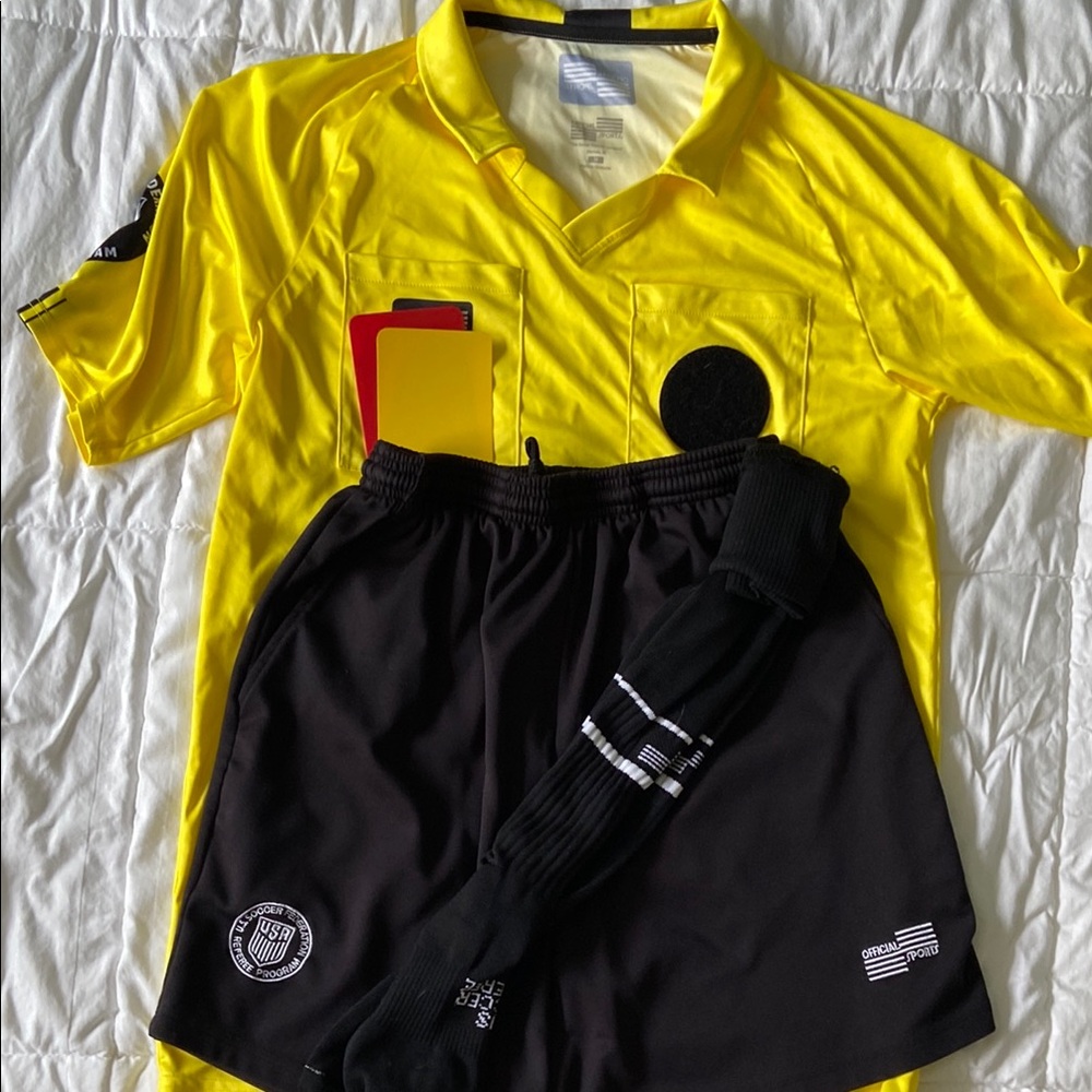 Yellow Referee Jersey and Black Shorts Set